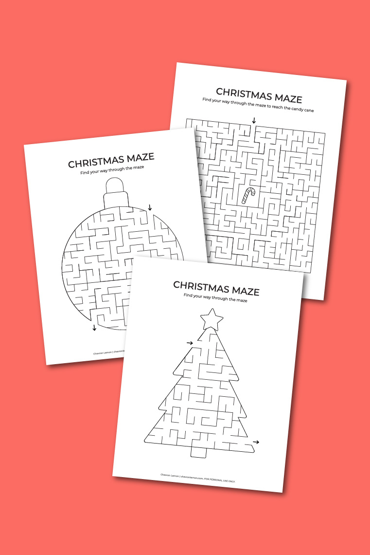 Printable Christmas mazes Chevron Lemon