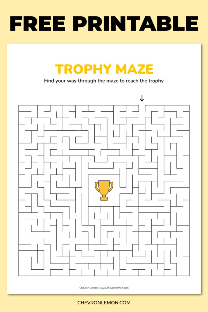 Printable Trophy Maze Chevron Lemon