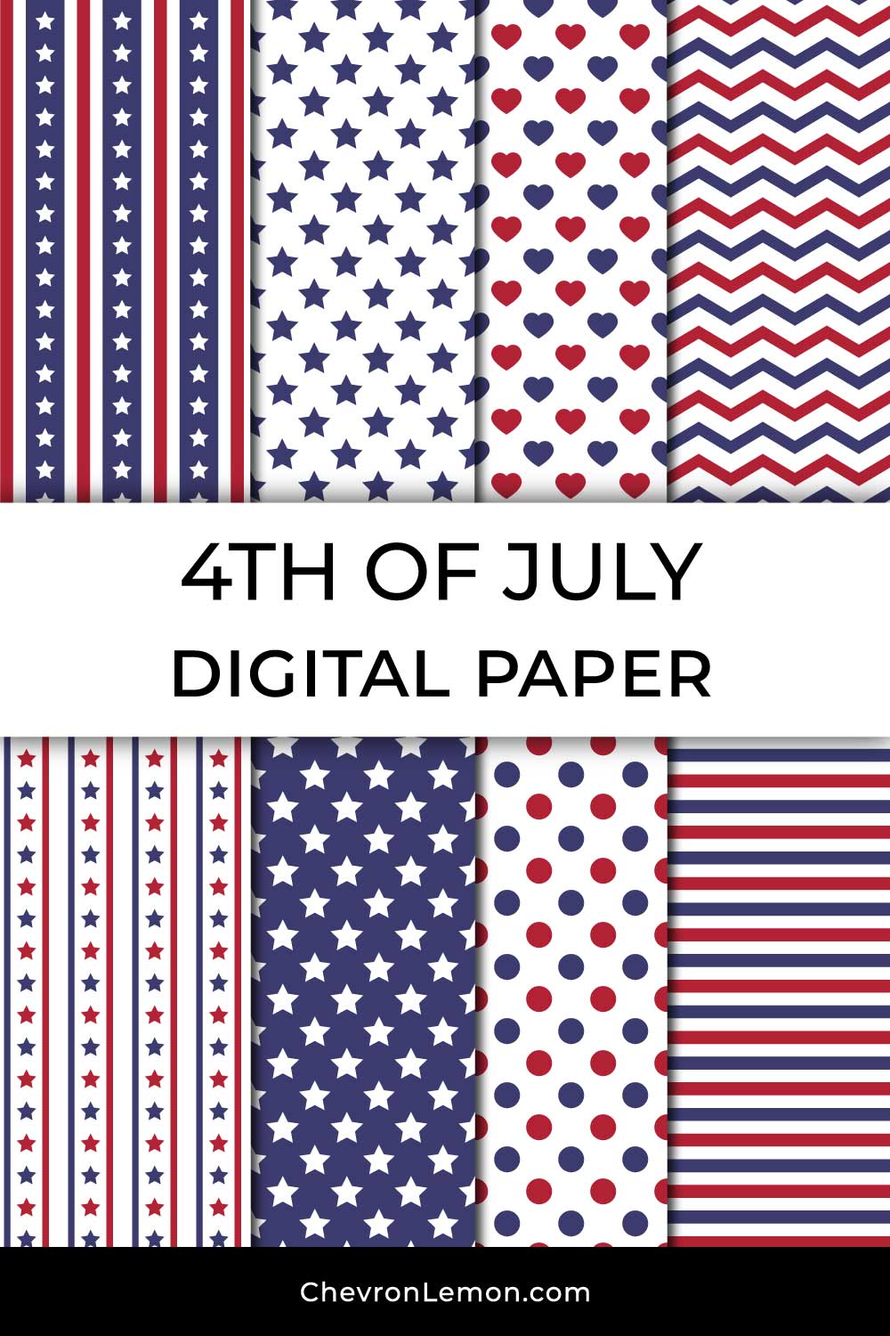 4th of July digital paper pin