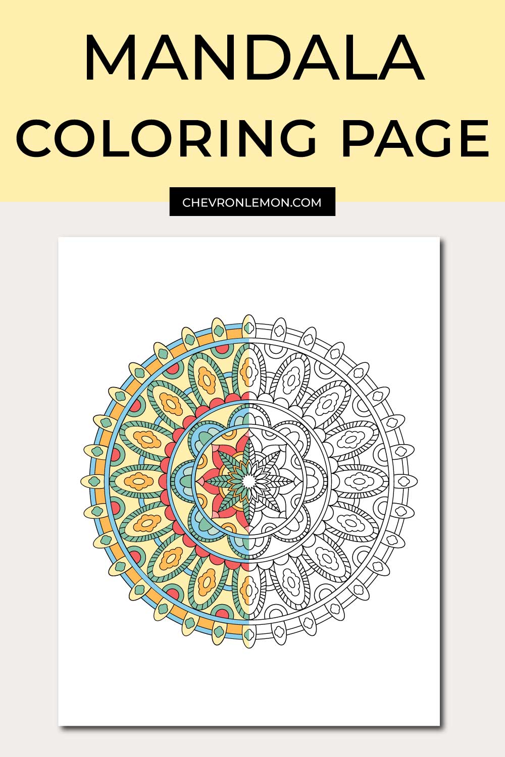 Mandala Coloring Page - Chevron Lemon