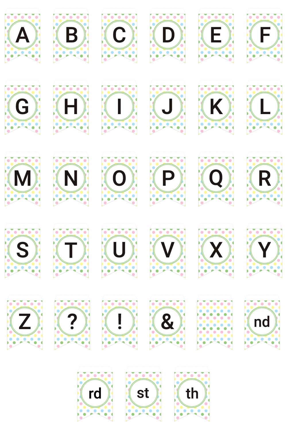 Polka dot printable banner letters