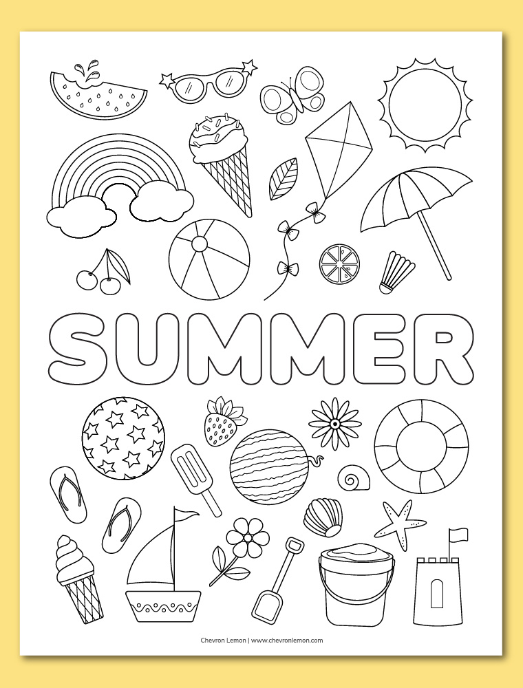 Summer coloring page - Chevron Lemon