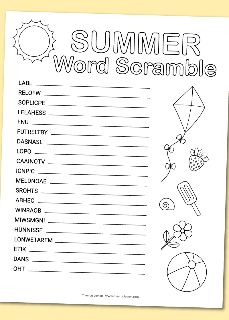 Printable Summer Word Scrambles For Kids Tree Valley, 53 OFF