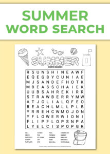 Printable Summer Word Search - Chevron Lemon