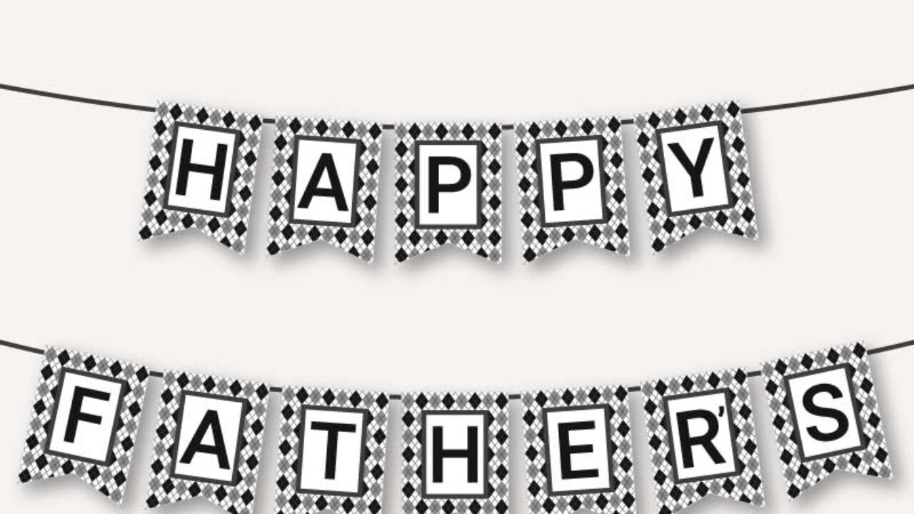 Happy father's day printable banner - Chevron Lemon