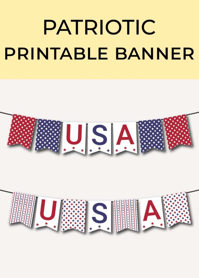 Printable USA patriotic banner - Chevron Lemon