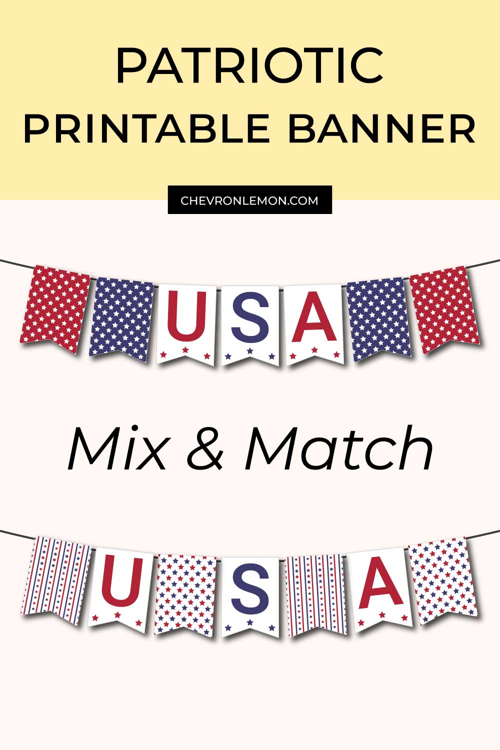 Printable USA patriotic banner pin