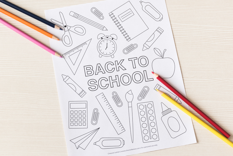 Back to school coloring page - Chevron Lemon