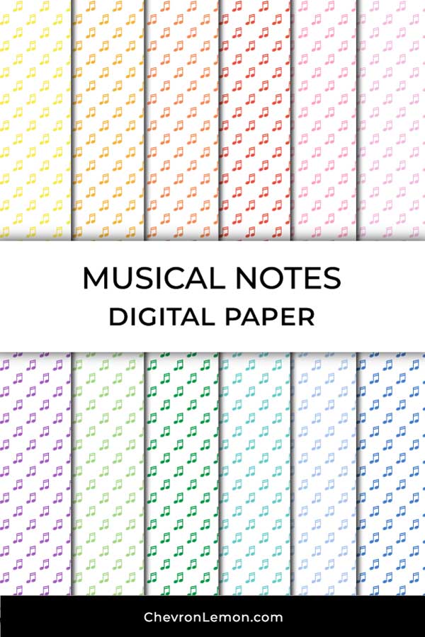 Musical notes digital paper pack