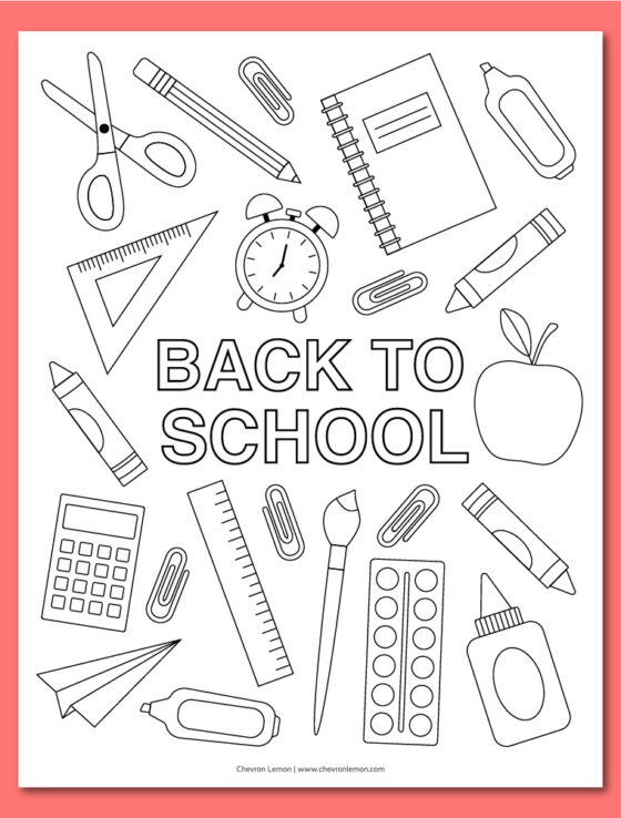 Printable back to school coloring page - Chevron Lemon