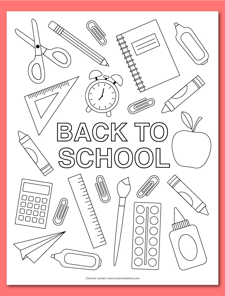 school supplies coloring pages