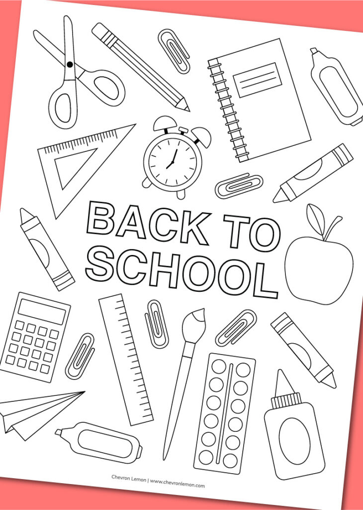 Printable back to school coloring page - Chevron Lemon