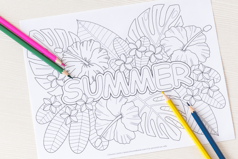 Tropical Coloring Page For Adults Chevron Lemon