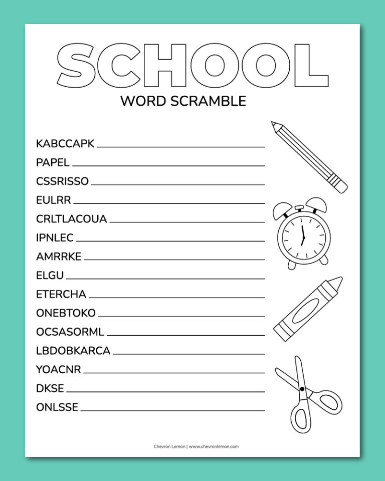 School word scramble