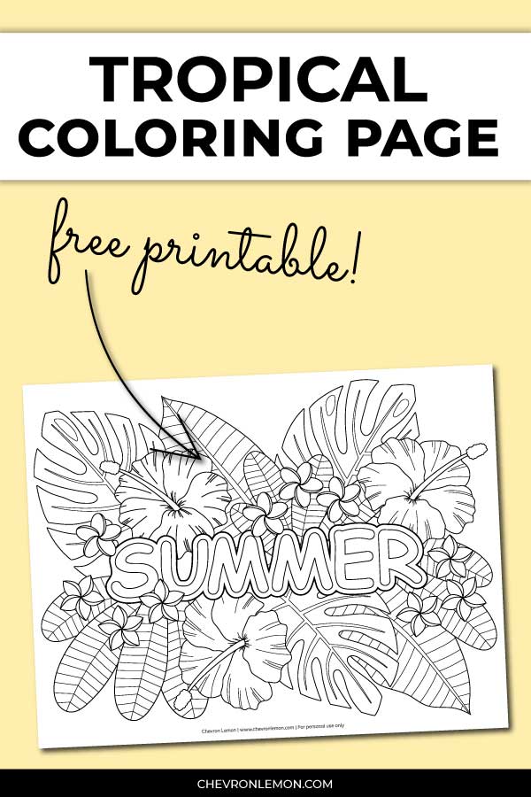 Tropical coloring page for adults - Chevron Lemon