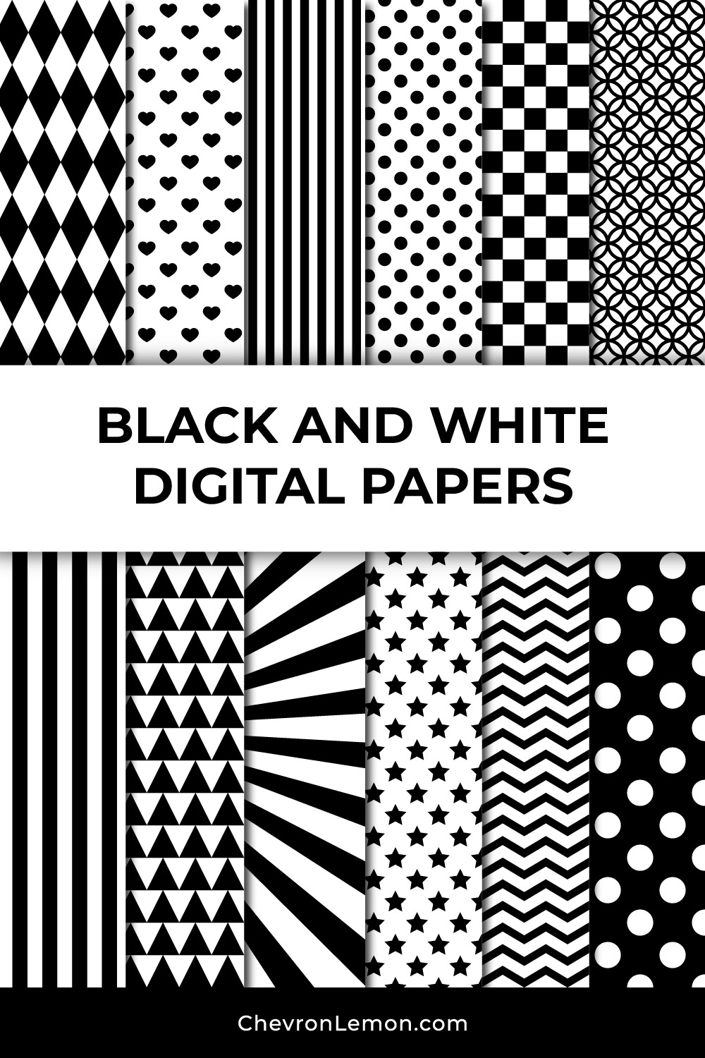 Black and white digital paper pack
