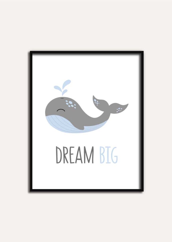 Free printable whale wall art - Chevron Lemon