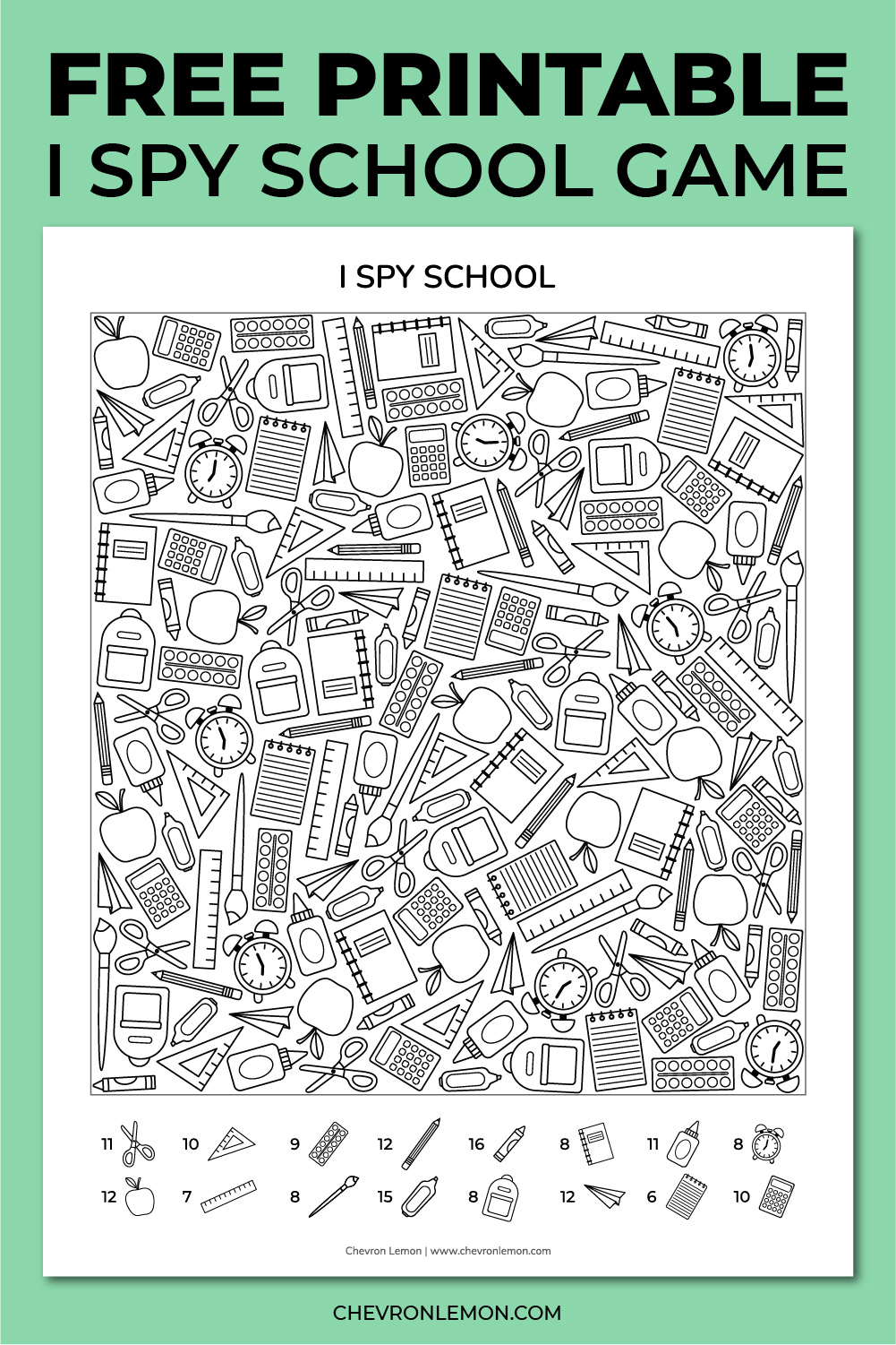 Printable I spy school game