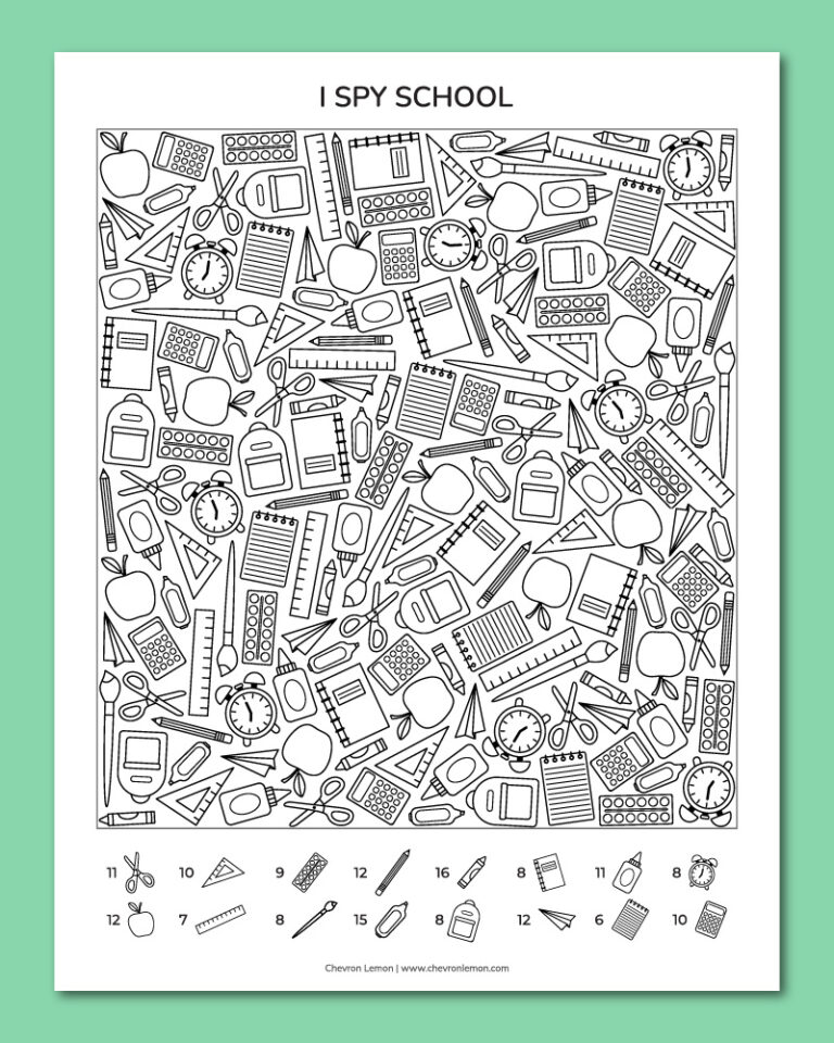 Printable I spy school game