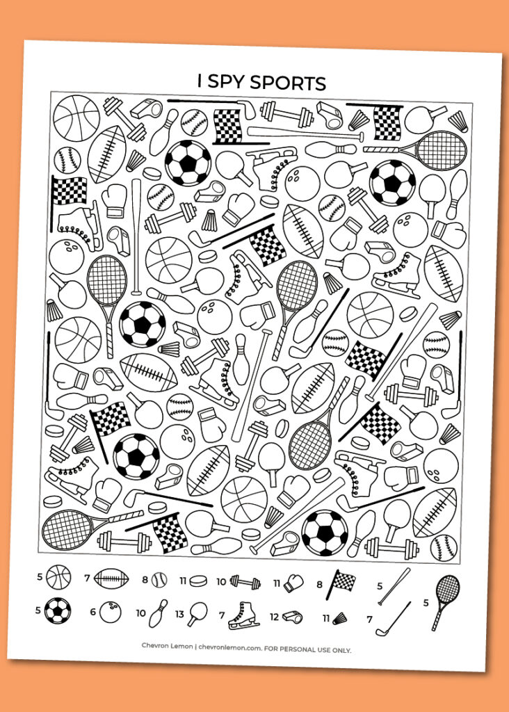 Printable I spy sports - Chevron Lemon