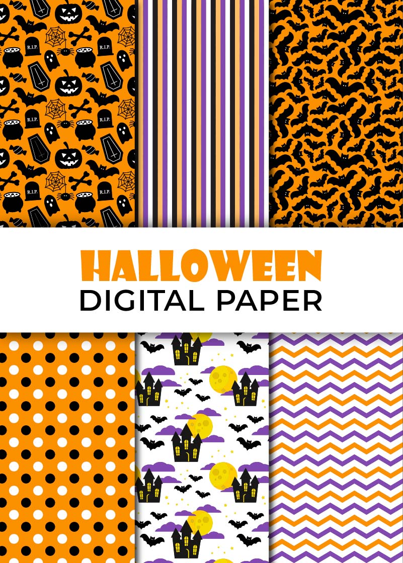 Free printable Halloween digital paper pack - Chevron Lemon