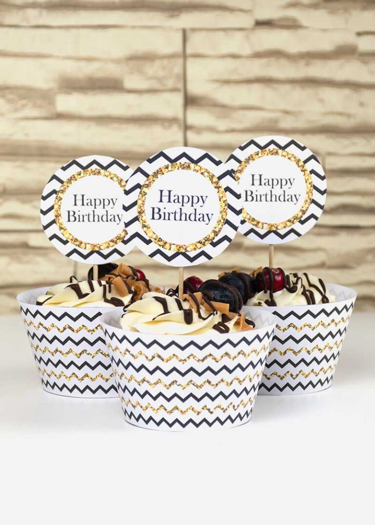 Birthday cupcake toppers and wrappers