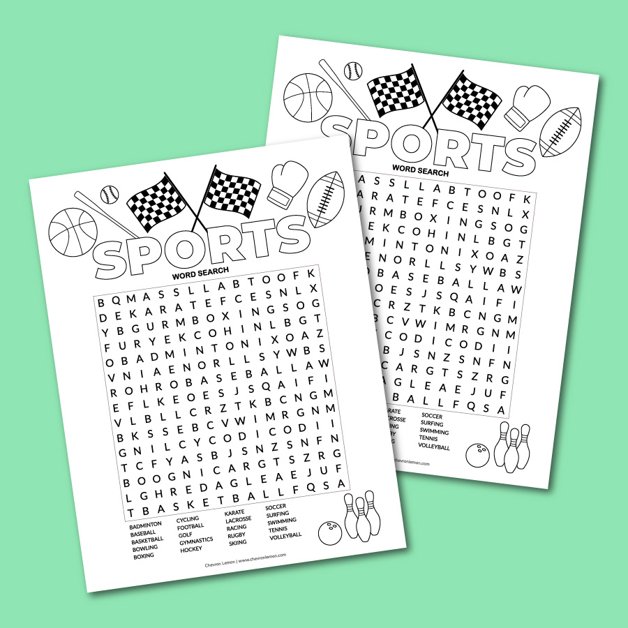 Printable sports word search