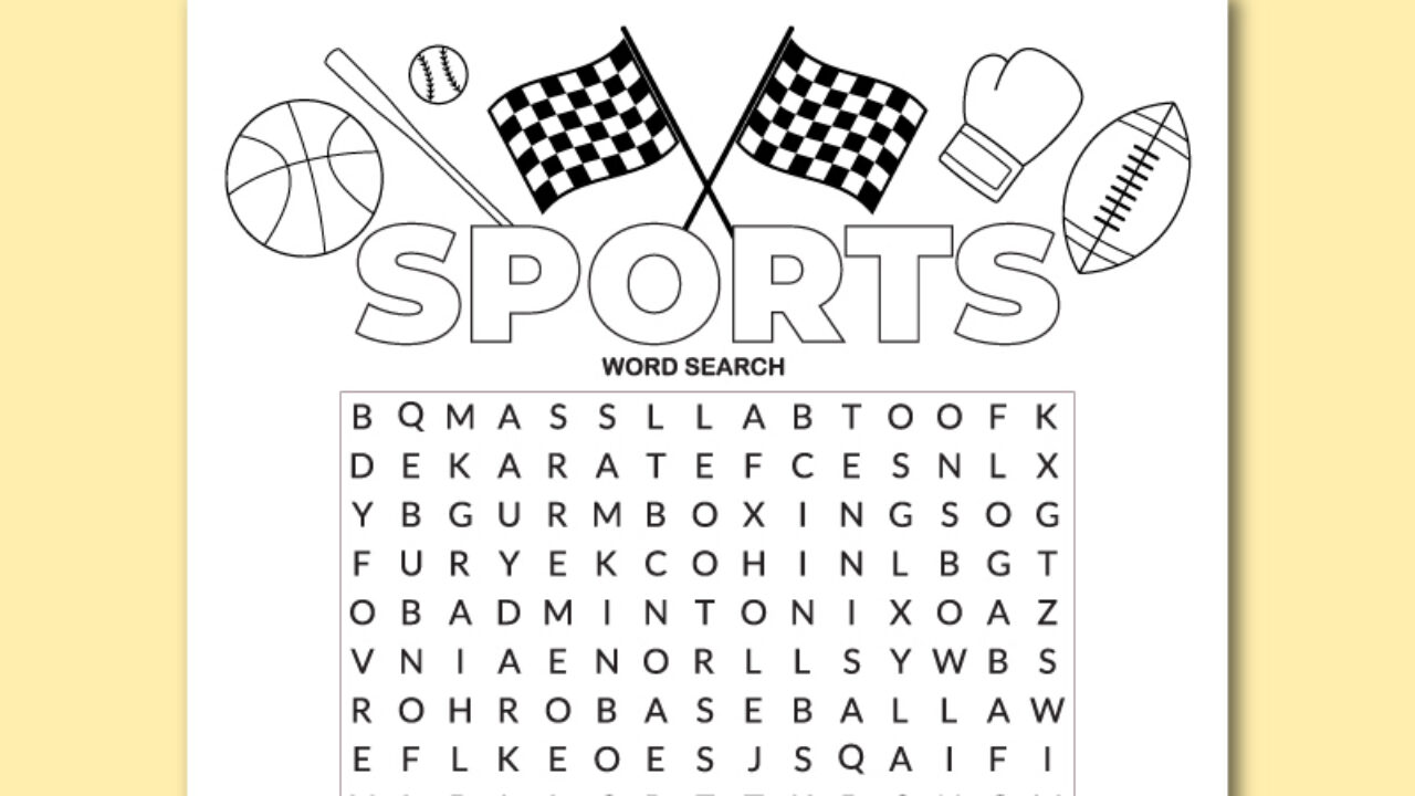 printable sports word search puzzle chevron lemon