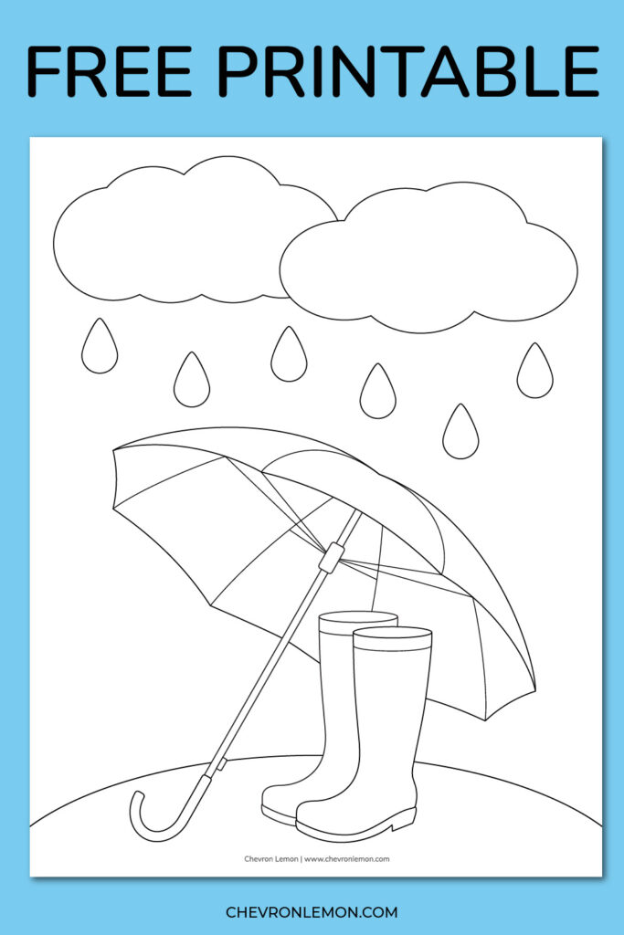 Free printable rainy day coloring page - Chevron Lemon