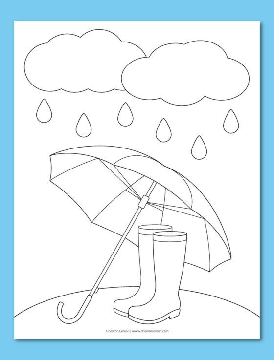 Free printable rainy day coloring page - Chevron Lemon