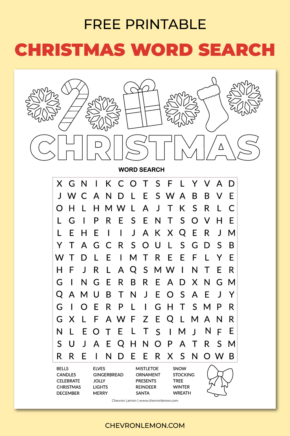 printable Christmas word search
