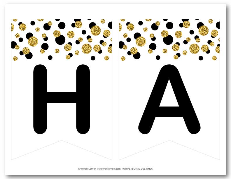 free printable happy new year banner black and golden confetti chevron lemon