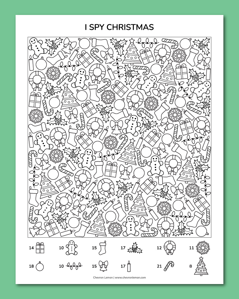 Printable I spy Christmas