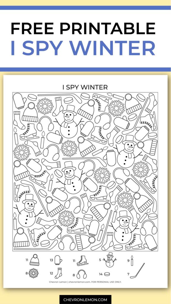 Printable I spy winter Chevron Lemon