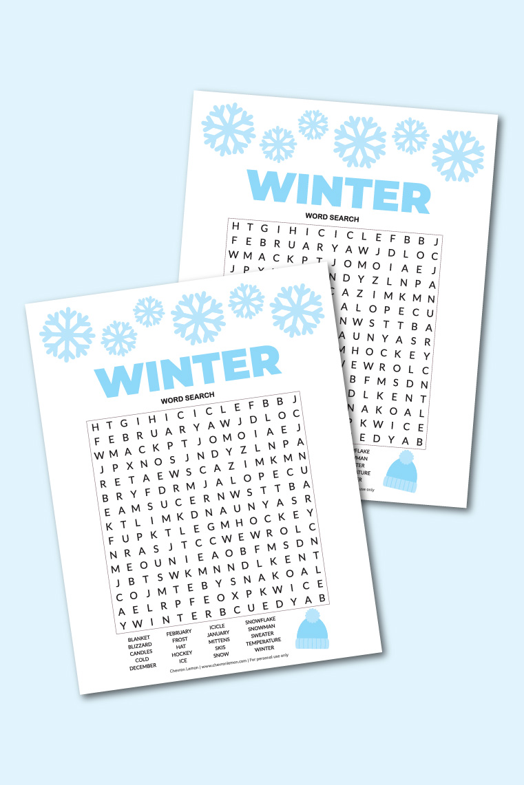 Printable winter word search