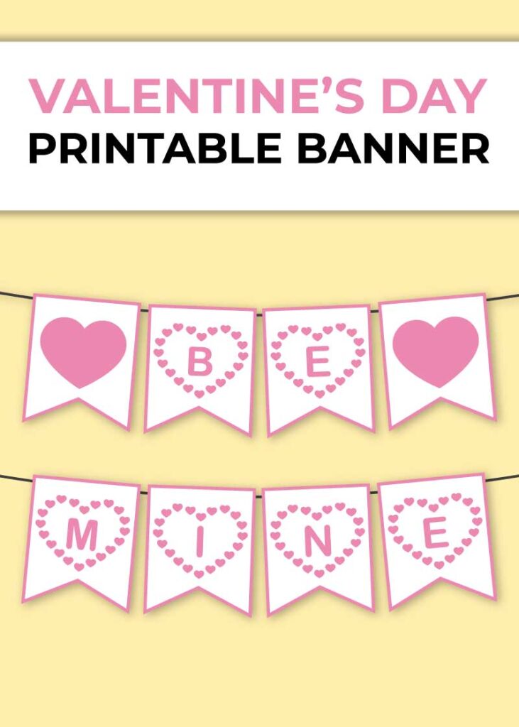 Printable Valentine's Day Banner - Chevron Lemon