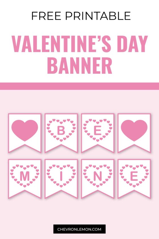 Printable Valentine's Day Banner - Chevron Lemon