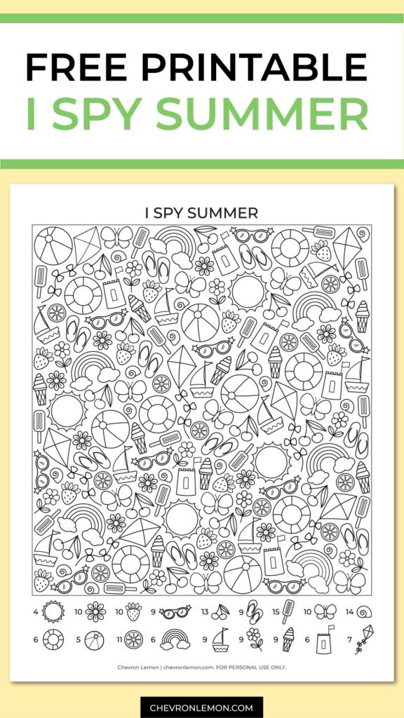 Printable I spy summer - Chevron Lemon