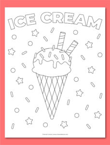 Printable ice cream coloring page - Chevron Lemon