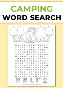 printable camping word search chevron lemon