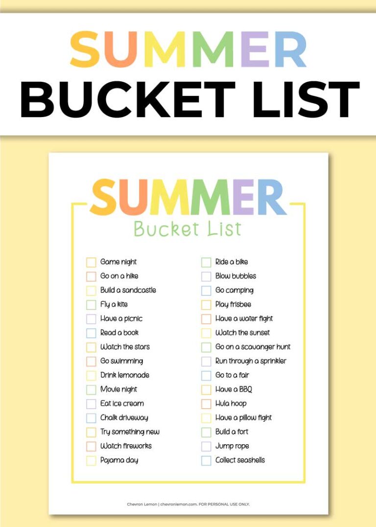 Summer bucket list - Chevron Lemon