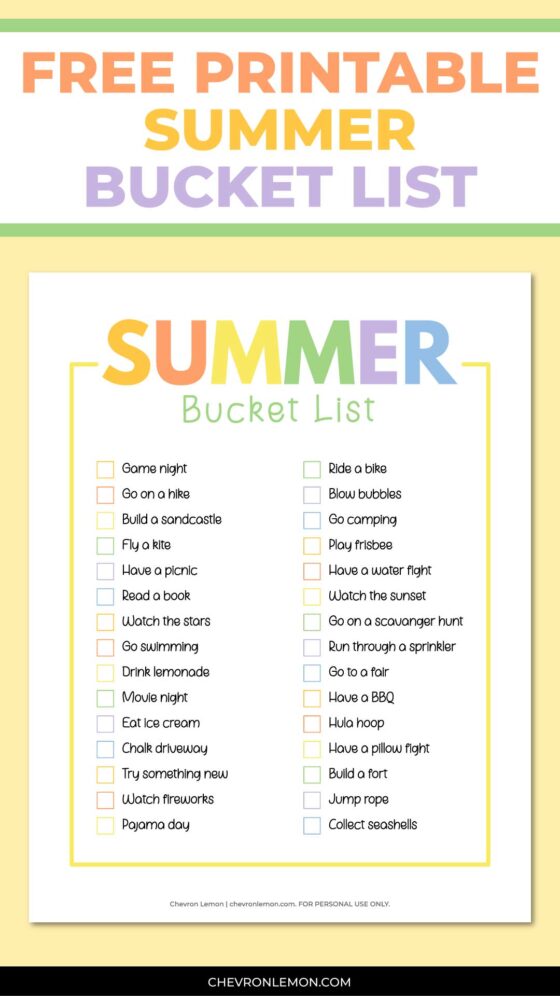 Summer bucket list - Chevron Lemon