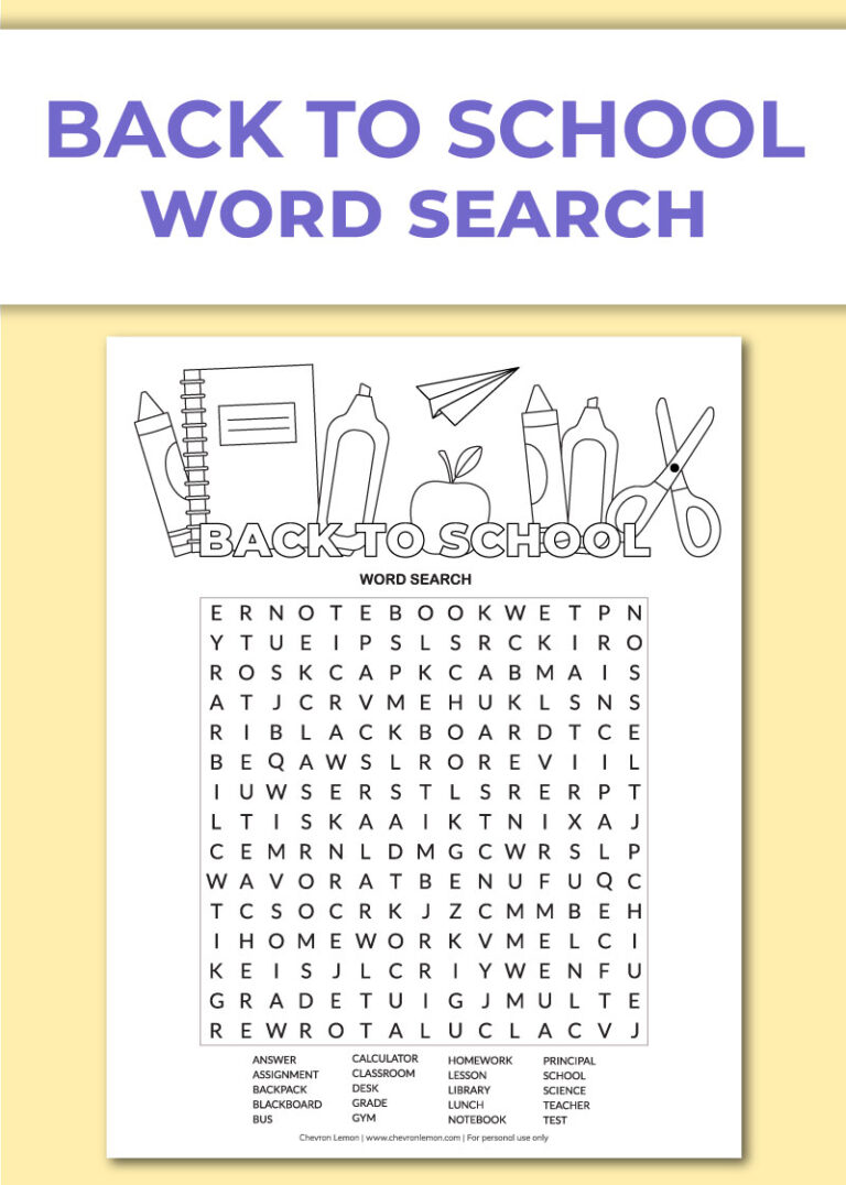 Back To School Word Search Pro