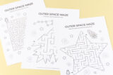 Printable outer space mazes - Chevron Lemon