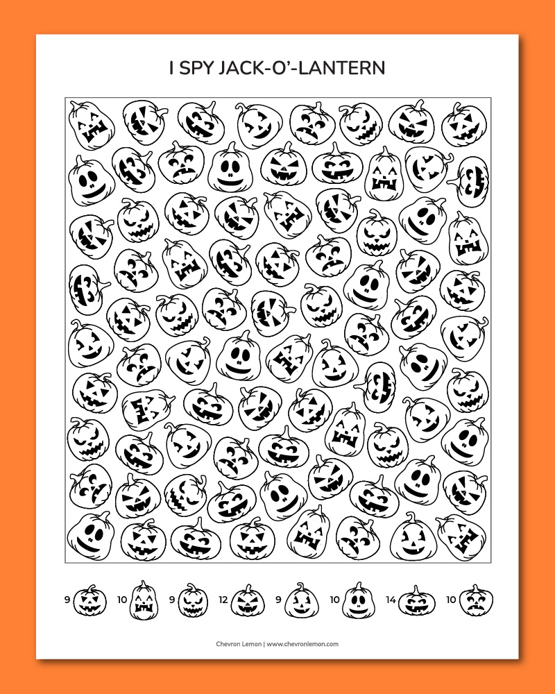 printable I spy jack-o-lantern