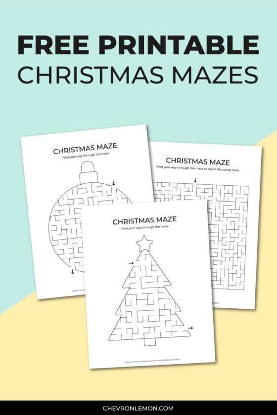 Printable Christmas mazes - Chevron Lemon