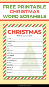 Printable Christmas word scramble - Chevron Lemon