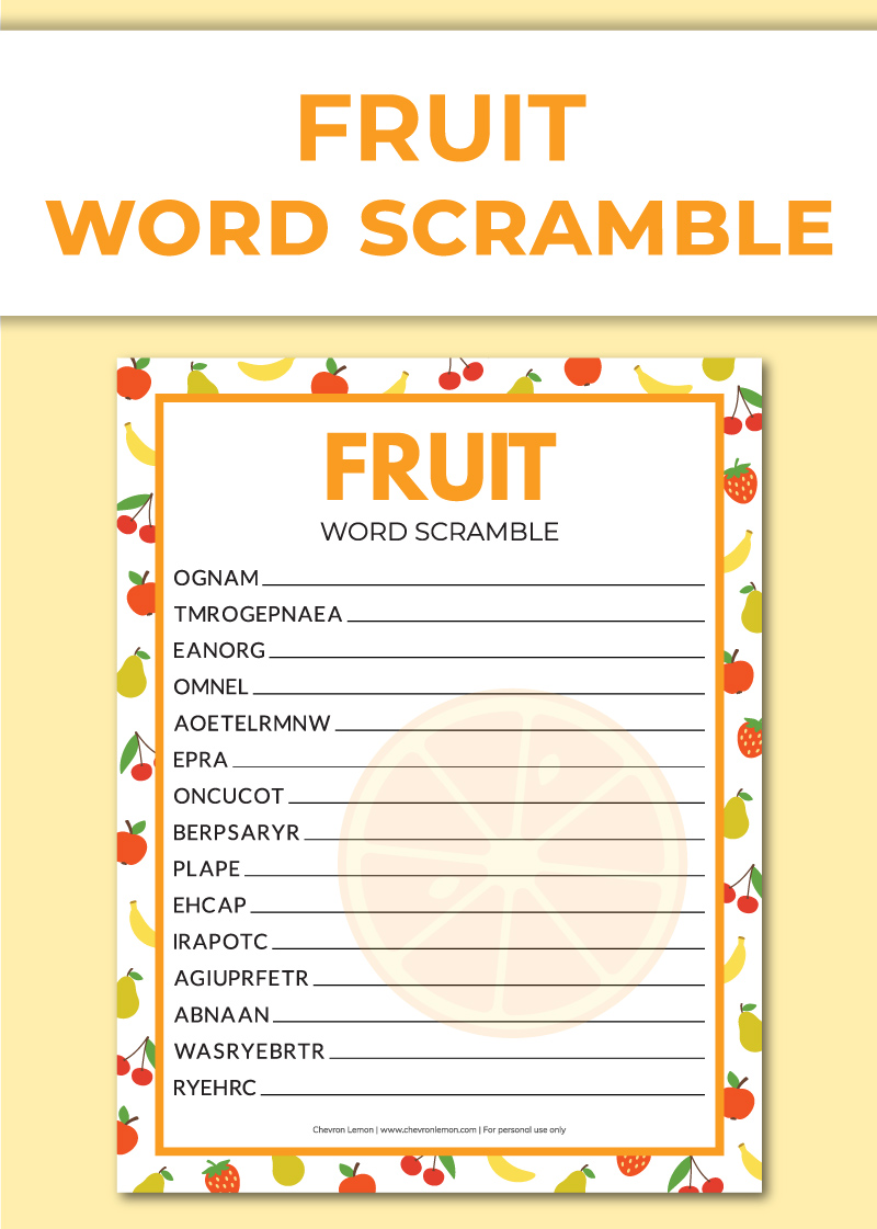 Printable School Word Scramble Chevron Lemon - vrogue.co