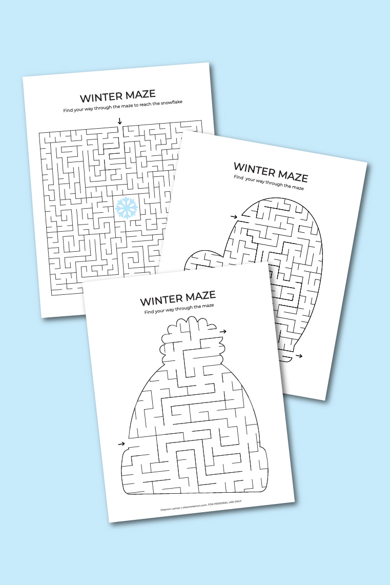 Printable winter mazes