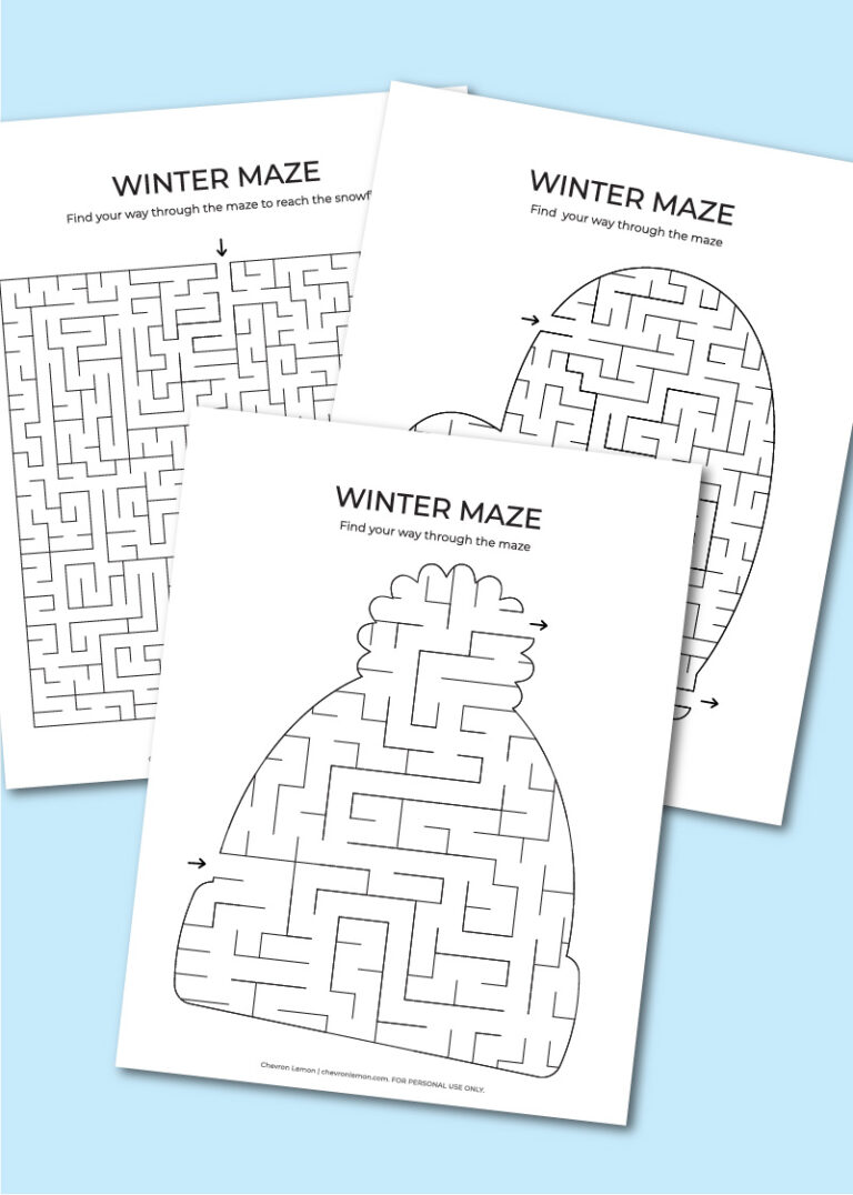 Printable winter mazes Chevron Lemon